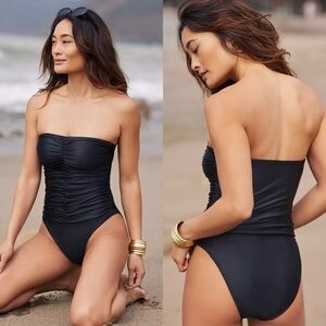NWT Anthropologie Good American Strapless Ruched Swimsuit Size 5